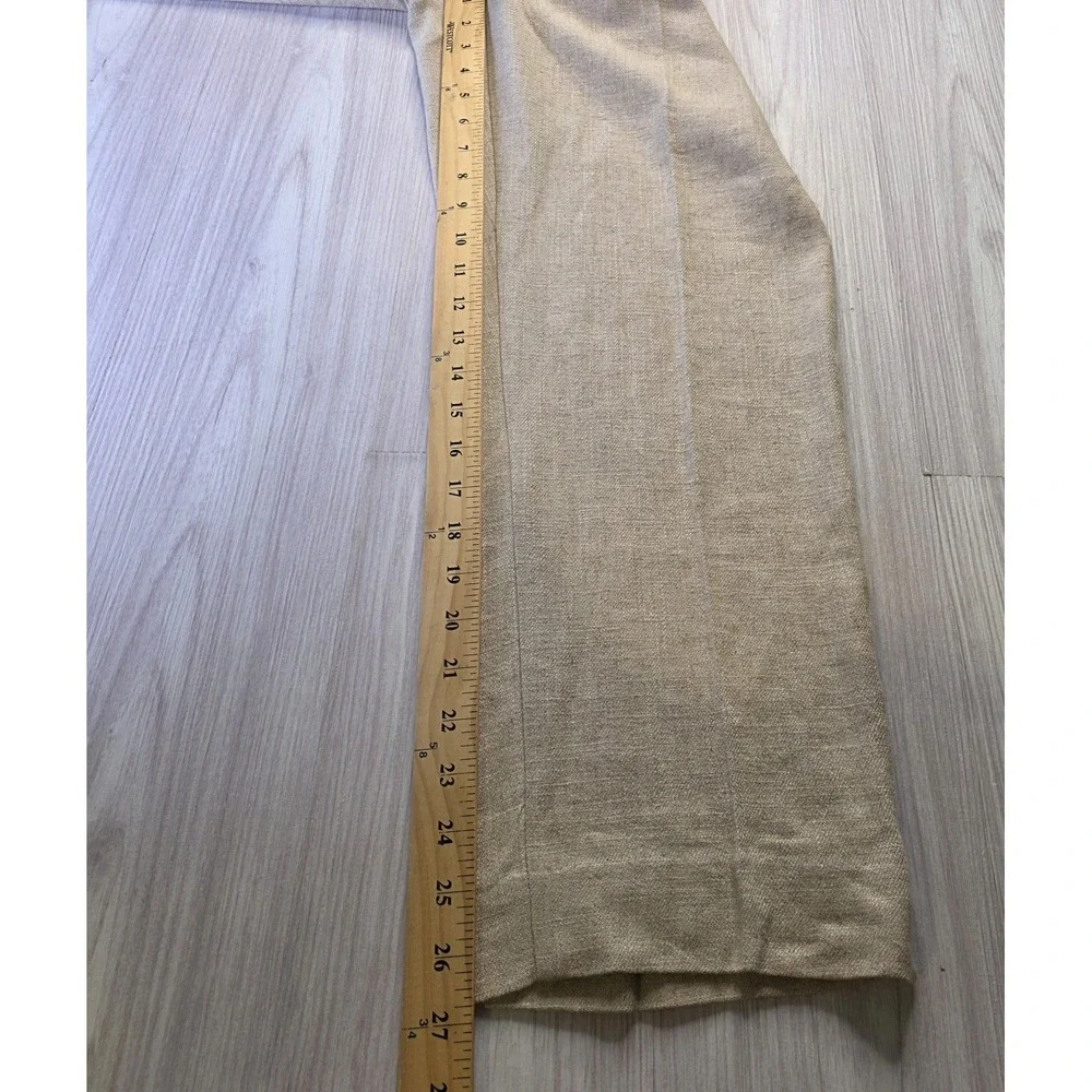 Zara Women's 12 Linen Blend Trousers Tan Straight Leg Tailored Pockets NWT Beach